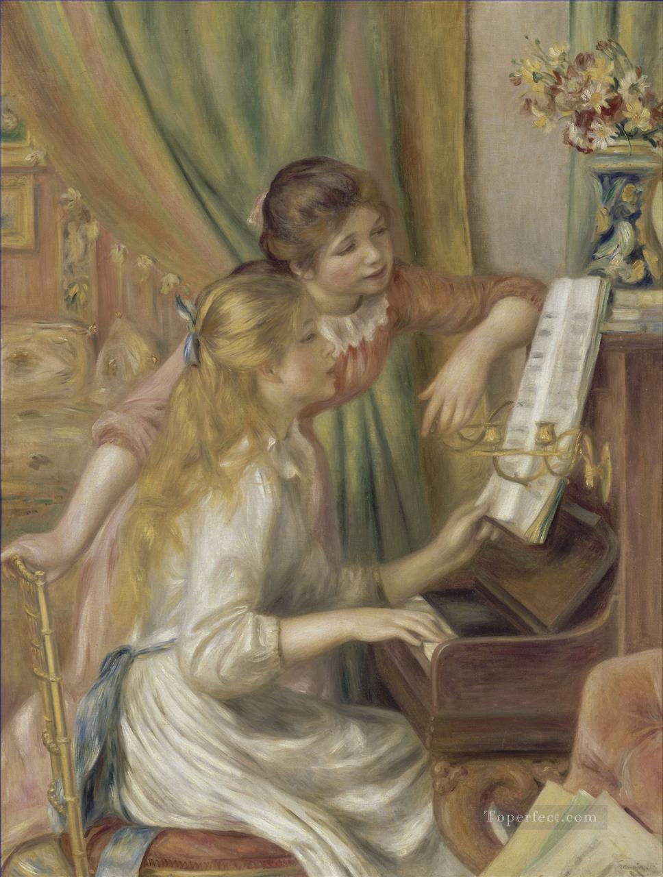 ピアノに向かう二人の少女 ピエール・オーギュスト・ルノワール油絵